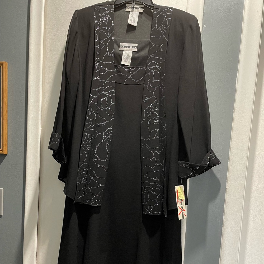 Dana Kay Black Dress with Floral Jacket